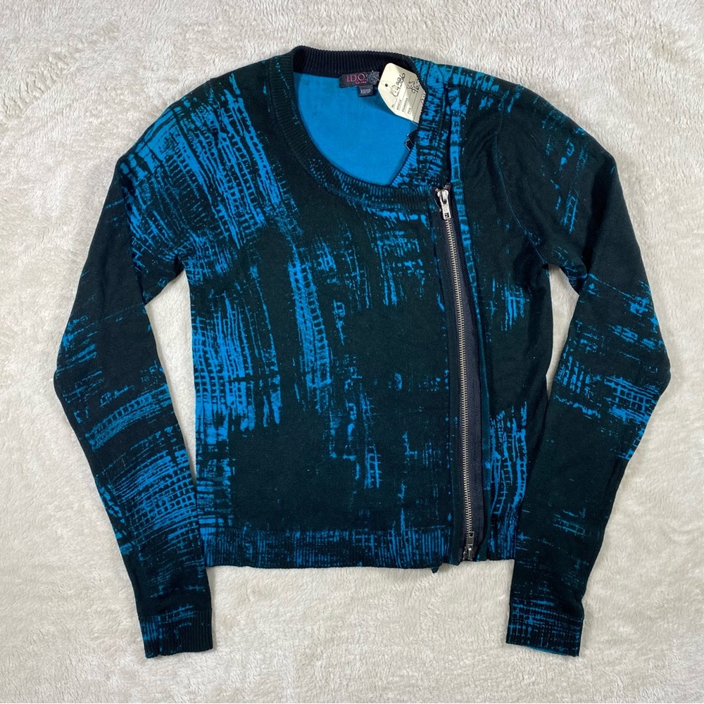 Black & Blue Side Zipper Longsleeve - Deadstock